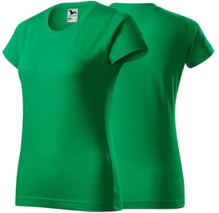 Koszulka zieleń trawy z krótkim rękawem z logo na sercu damska z nadrukiem logo firmy 160g BASIC134 kolor 16 koszulka krótki rękaw