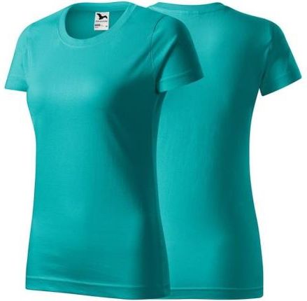 Koszulka szmaragdowa z krótkim rękawem z logo na sercu damska z nadrukiem logo firmy 160g BASIC134 kolor 19 koszulka krótki rękaw