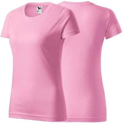 Koszulka różowa z krótkim rękawem z logo na sercu damska z nadrukiem logo firmy 160g BASIC134 kolor 30 koszulka krótki rękaw