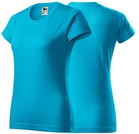 Koszulka turkusowa z krótkim rękawem z logo na sercu damska z nadrukiem logo firmy 160g BASIC134 kolor 44 koszulka krótki rękaw