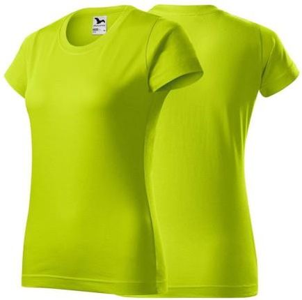 Koszulka limetka z krótkim rękawem z logo na sercu i plecach damska z nadrukiem logo firmy 160g BASIC134 kolor 62 koszulka krótki rękaw