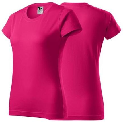 Koszulka malinowa z krótkim rękawem z logo na sercu i plecach damska z nadrukiem logo firmy 160g BASIC134 kolor 63 koszulka krótki rękaw