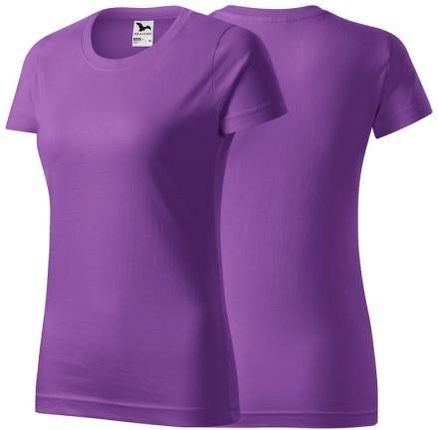 Koszulka fioletowa z krótkim rękawem z logo na sercu i plecach damska z nadrukiem logo firmy 160g BASIC134 kolor 64 koszulka krótki rękaw