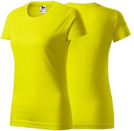 Koszulka cytrynowa z krótkim rękawem z logo na sercu i plecach damska z nadrukiem logo firmy 160g BASIC134 kolor 96 koszulka krótki rękaw
