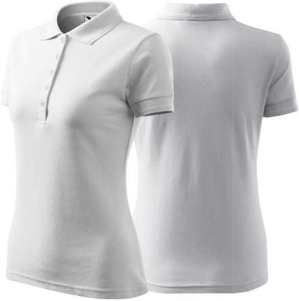 Koszulka biała polo z logo na sercu i plecach damska z nadrukiem logo firmy 200g 210 kolor 00 koszulka polo