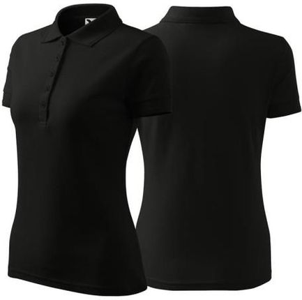 Koszulka czarna polo z logo na sercu damska z nadrukiem logo firmy 200g 210 kolor 01 koszulka polo