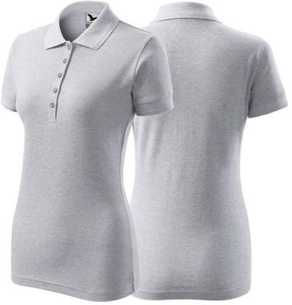 Koszulka jasnoszary melanż polo z logo na sercu i plecach damska z nadrukiem logo firmy 200g 210 kolor 03 koszulka polo