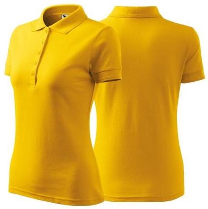 Koszulka żółta polo z logo na sercu i plecach damska z nadrukiem logo firmy 200g 210 kolor 04 koszulka polo