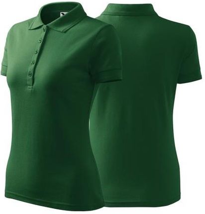Koszulka zieleń butelkowa polo z logo na sercu i plecach damska z nadrukiem logo firmy 200g 210 kolor 06 koszulka polo