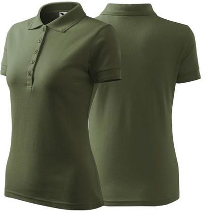 Koszulka khaki polo z logo na sercu i plecach damska z nadrukiem logo firmy 200g 210 kolor 09 koszulka polo