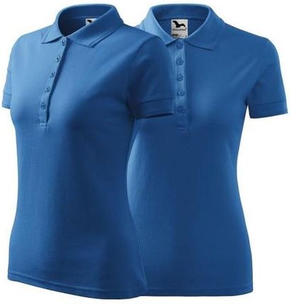 Koszulka lazurowa polo z logo na sercu damska z nadrukiem logo firmy 200g 210 kolor 14 koszulka polo