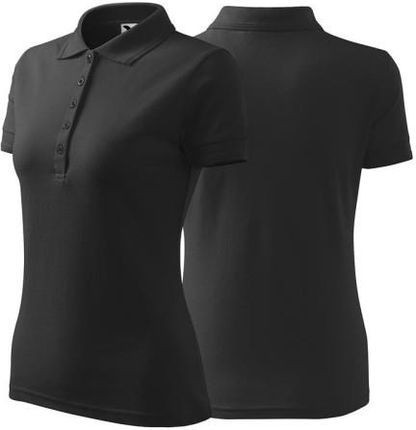 Koszulka antracytowy melanż polo z logo na sercu i plecach damska z nadrukiem logo firmy 200g 210 kolor 20 koszulka polo