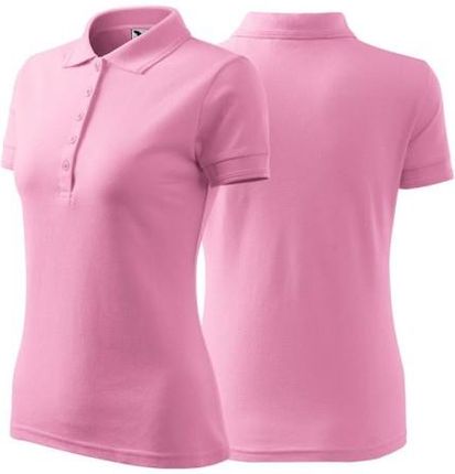 Koszulka różowa polo z logo na sercu i plecach damska z nadrukiem logo firmy 200g 210 kolor 30 koszulka polo