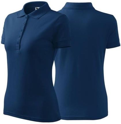 Koszulka ciemnoniebieska polo z logo na sercu i plecach damska z nadrukiem logo firmy 200g 210 kolor 87 koszulka polo