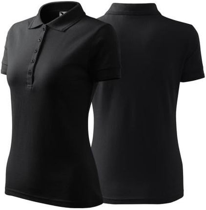 Koszulka ebony gray polo z logo na sercu i plecach damska z nadrukiem logo firmy 200g 210 kolor 94 koszulka polo