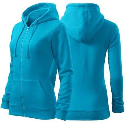 Bluza turkusowa damska z logo na sercu i plecach z nadrukiem logo firmy 300g 411 kolor 44 bluza trendy zipper