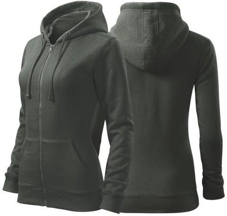 Bluza ciemny khaki damska z logo na sercu z nadrukiem logo firmy 300g 411 kolor 67 bluza trendy zipper