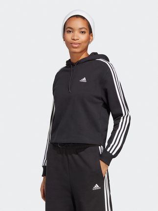 adidas Bluza Essentials 3-Stripes French Terry Crop Hoodie IC8767 Czarny Regular Fit