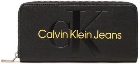 Calvin Klein Jeans Duży Portfel Damski Sculpted Mono Zip Around Mono K60K607634 Czarny