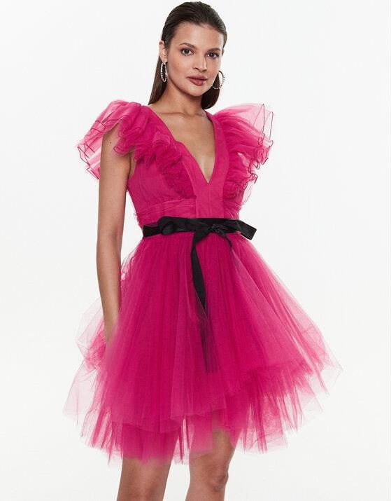 cocopinkです PINKO sukienka koktajlowa z koronką ANDALGALA różowa