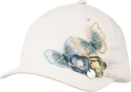Jamiks NASTIA czapka z daszkiem dla dziewczynki kwiaty beżowa
