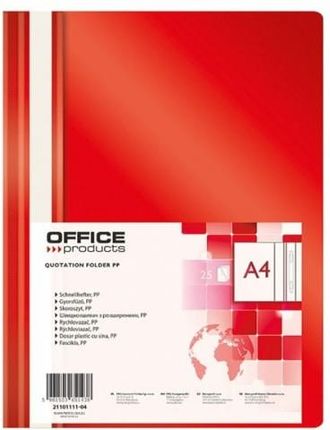 Skoroszyt Zwykły A4 Miękki Office Products Czerwony 21101111 04