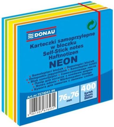 Notes Samoprzylepny 76X76Mm 400 Kartek Neon Pastel Niebieski Donau 7574041 99