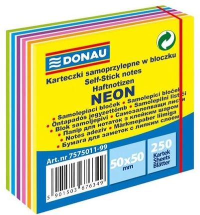 Notes Samoprzylepny 50X50Mm 250 Kartek Neon Pastel Mix Kolorów Donau 7575011 99