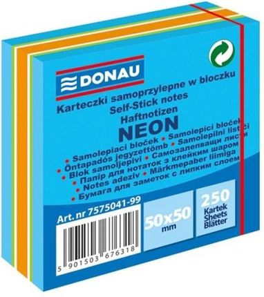 Notes Samoprzylepny 50X50Mm 250 Kartek Neon Pastel Niebieski Donau 7575041 99