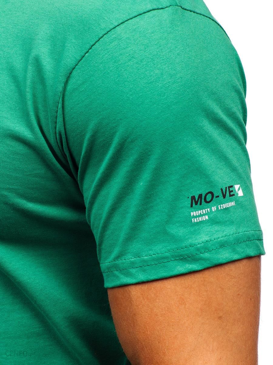 Zielony bawełniany t-shirt męski z nadrukiem Denley 14732 - Ceny i 