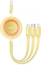 Kabel USB 3w1 Baseus Bright Mirror 2, micro USB / Lightning / USB-C, płaski, 3.5A, 1.1m (żółty)