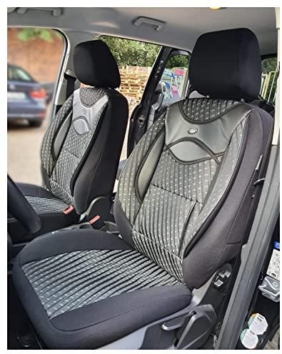Tejido Automoción Calidad Fundas De Asiento BREMER Para Conductor Y Copiloto - Tejido Automoción 3 Capas, Color Negro/Gris | Compatible Con Airbag Y Calefacción Fundas BREMER Negro Gris