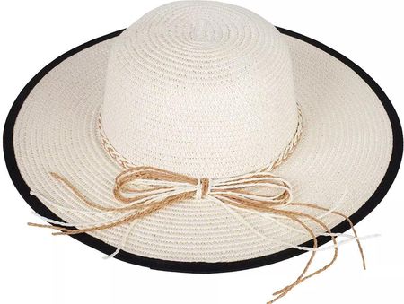 Damski kapelusz słomkowy z rafii z czarną lamówką