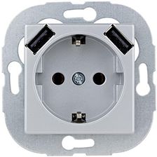 REV Ritter Presa Doppia USB Combinata Quadro - 2 Porte USB 2.1A, 230V, 16A, Colore Bianco, Dimensioni 72x72x55 Mm, IP20, Per Interni - 3