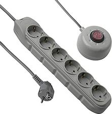 Electraline 62650, Listwa Zasilająca Z 6 Gniazdami, Wyłącznik Nożny, Kabel 1,5 M, Wtyczka Schuko, Kolor Szary (62650)
