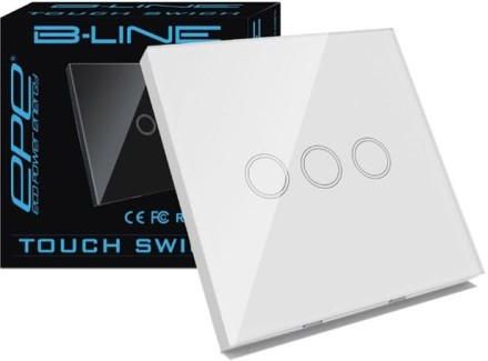 B-Line Włącznik Dotykowy Szklany Potrójny 3G1W Biały PE1000101