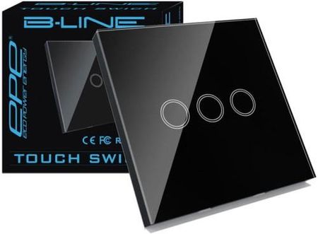 B-Line Włącznik Dotykowy Szklany Potrójny Czarny PE1000104