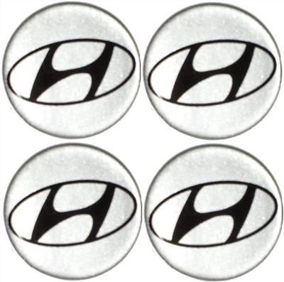 Naklejki na kołpaki emblemat Hyundai 60mm sreb sil