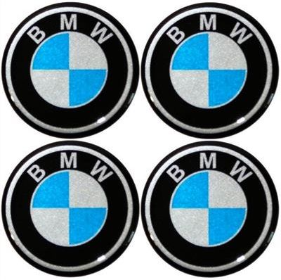 Naklejki na kołpaki emblemat BMW 75mm czarne sil