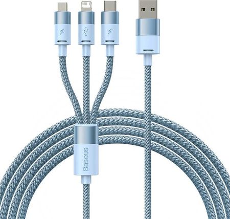 Kabel USB 3w1 Baseus StarSpeed, USB-C + micro USB + Lightning, 3,5A, 1.2m (niebieski)