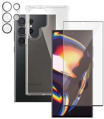 Etui Panzerglass Hardcase Antibacterial Do Samsung Galaxy S23 Ultra Przezroczysty + Szkło Ultra-Wide Fit + Szkło Camera Lens