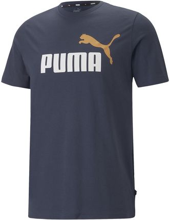 Męska Koszulka z krótkim rękawem Puma Ess+ 2 Col Logo Tee 58675915 – Granatowy