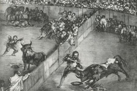 Zakito Posters Plakat 30x20 Kolekcja Rysunki i odbitki Walka byków na podzielonym ringu od &quot;Bulls of Bordeaux&quot; Goya