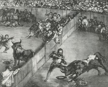Zakito Posters Plakat 50x40 Kolekcja Rysunki i odbitki Walka byków na podzielonym ringu od &quot;Bulls of Bordeaux&quot; Goya