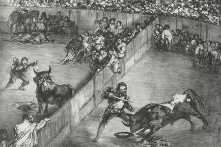 Zakito Posters Plakat 60x40 Kolekcja Rysunki i odbitki Walka byków na podzielonym ringu od &quot;Bulls of Bordeaux&quot; Goya