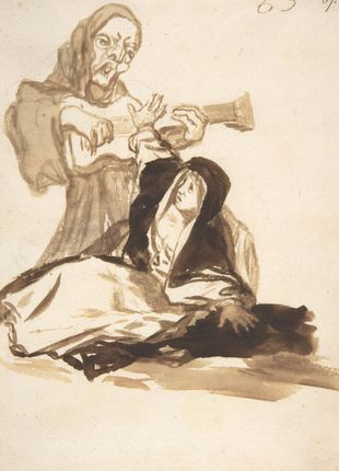Zakito Posters Plakat 20,5x28,4 Zakonnica przerażona duchem grającym na gitarze Goya