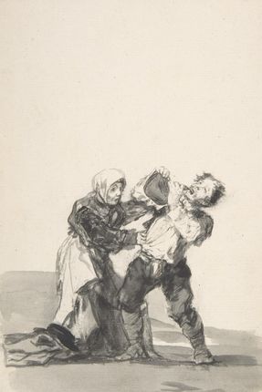 Zakito Posters Plakat 30x45 &quot;Zobaczysz później&quot;; mężczyzna pijący kobieta próbująca go powstrzymać Goya