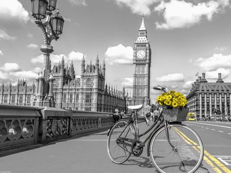 Zakito Posters Plakat 40x30cm Rower z wiązanką kwiatów na Moście Westminsterskim Assaf Frank