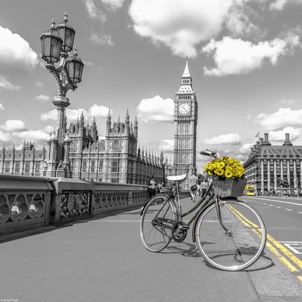 Zakito Posters Plakat 30x30cm Rower z wiązanką kwiatów na Moście Westminsterskim Assaf Frank