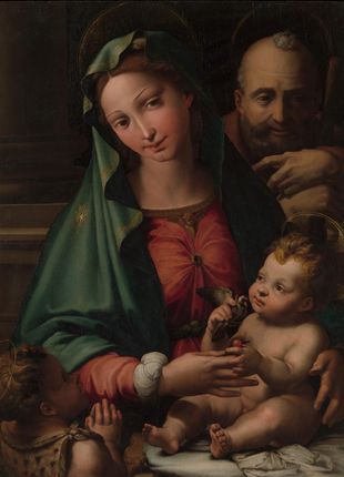 Zakito Posters Plakat 20,5x28,4 Święta Rodzina z Dzieciątkiem Św. Jan Chrzciciel Perino del Vaga (Pietro Buonaccorsi)